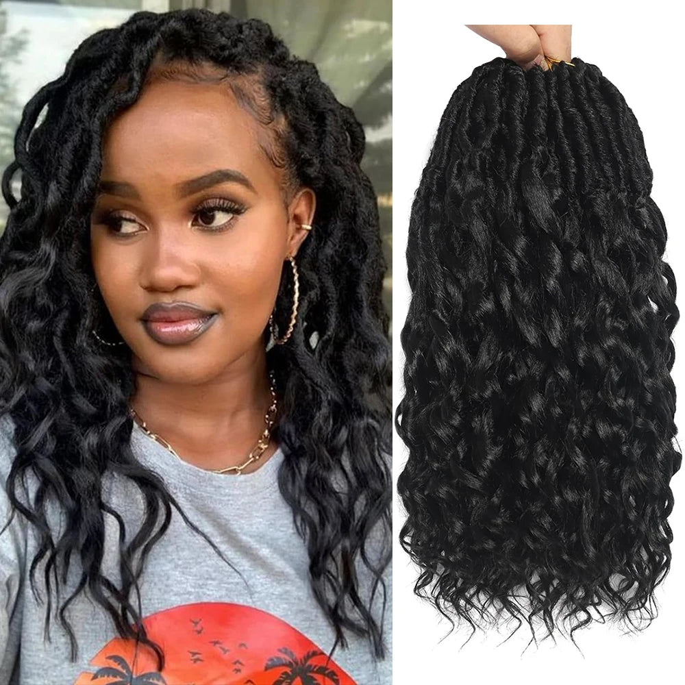 Deep Faux Locs Crochet Hair Curly Ends Synthetic