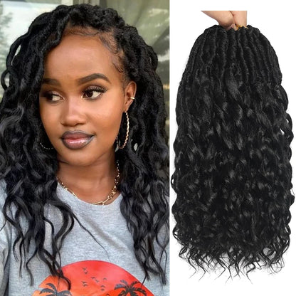 Deep Faux Locs Crochet Hair Curly Ends Synthetic