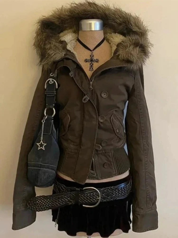 Hooded Women Zipper Sweatshirt Casual Grunge Jacket