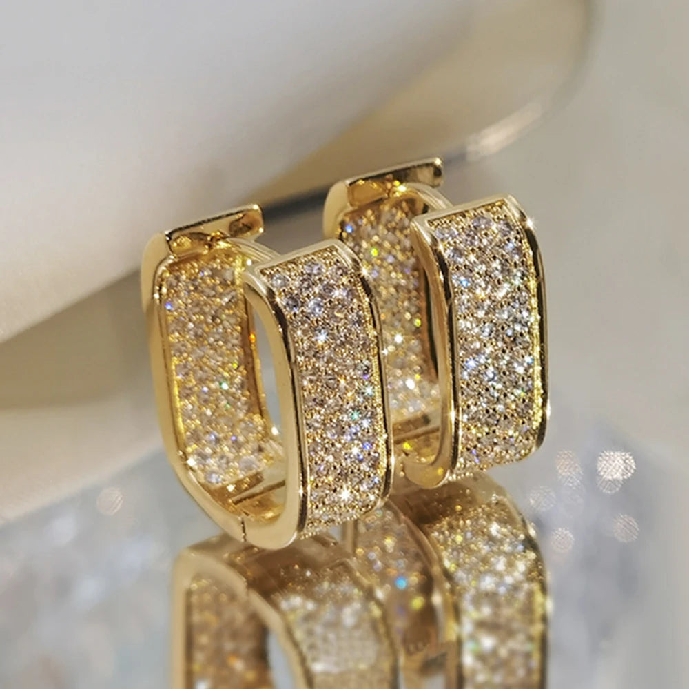 Huitan CZ Hoop Earrings for Women in Silver and Gold