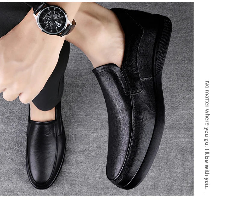 CLOHOO Men's Leather Casual Loafers for Office