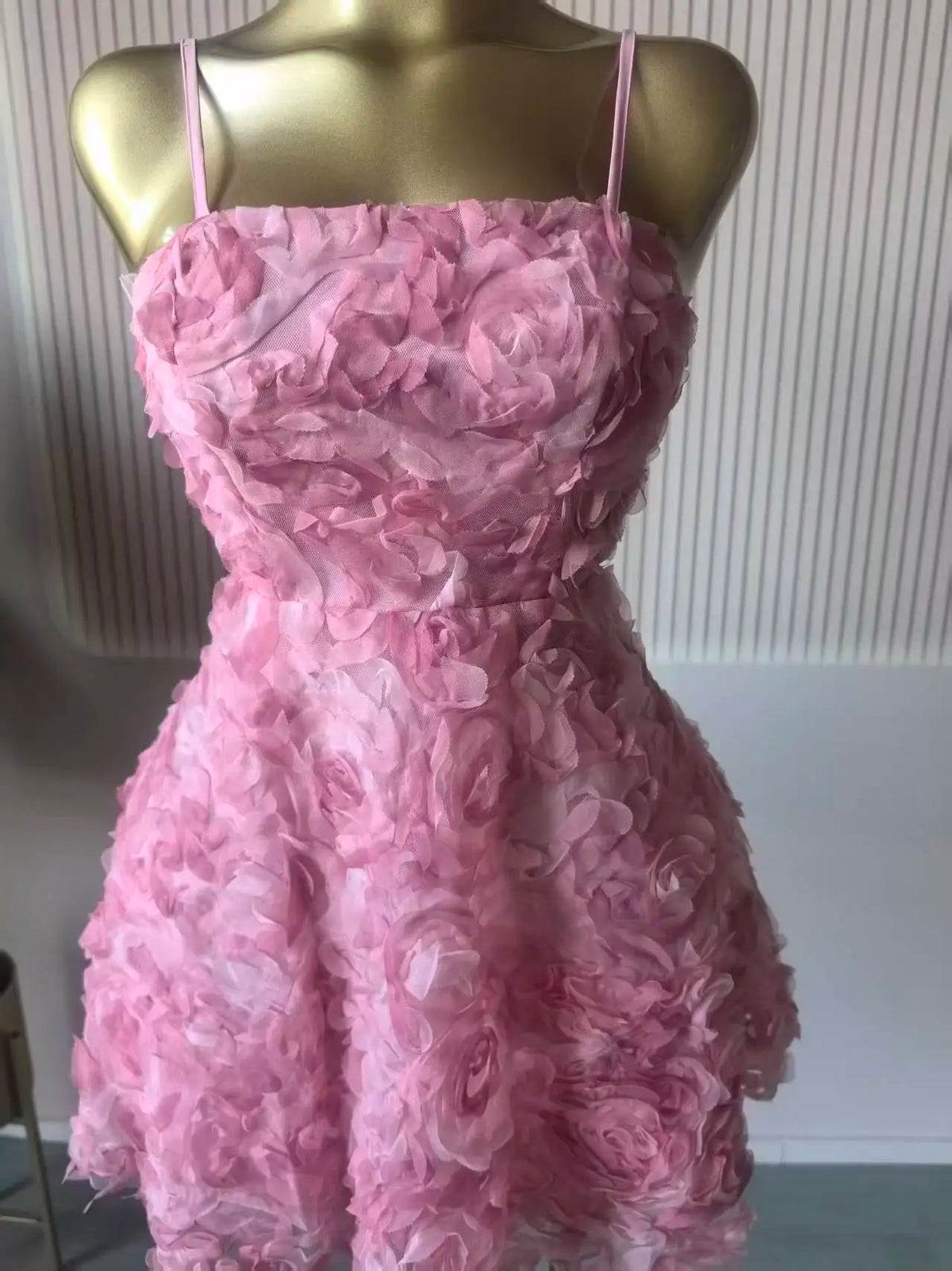 Rose Floral Spaghetti Strap A-line Mini Dress