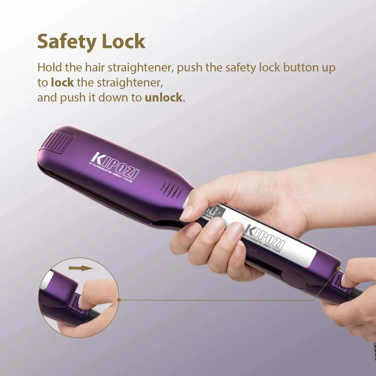 KIPOZI Titanium Flat Iron Hair Straightener with LCD Display