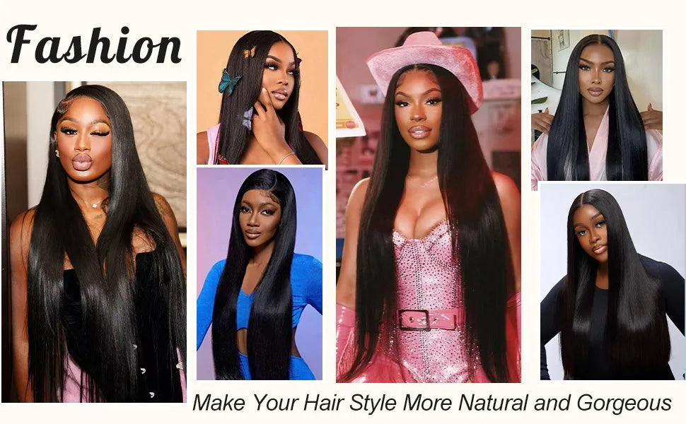 Transparent Bone Straight Lace Front Wig 250% Brazilian Hair
