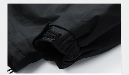 Men's Waterproof Hooded Jacket Cargo Black Softshell