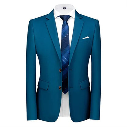 Men's Solid Color Formal Suit Jacket Slim Fit Blazer