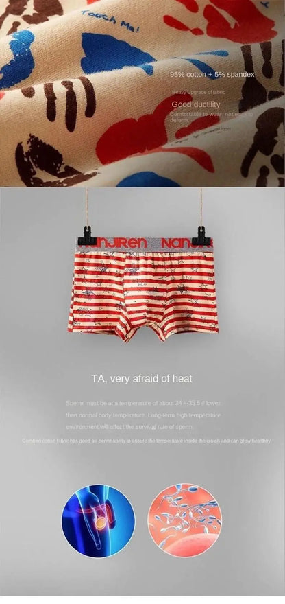 Men's Cotton Boxer Shorts Underwear 4Pcs Set