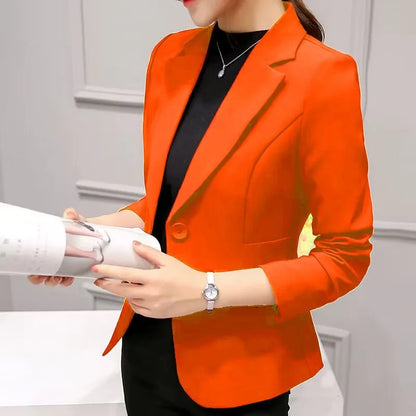 Black Women Slim Blazer Office Work Jacket
