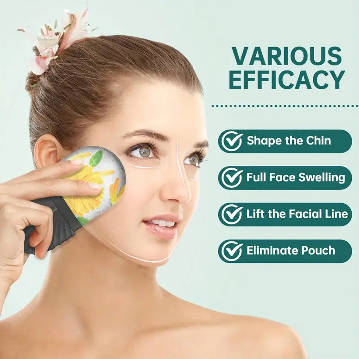 Ice Face Roller Set Gua Sha Satinless Steel Massage Tool