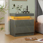 Cubehom White LED Nightstand with 2 Drawers