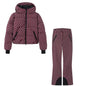 Burgundy Women's Winter Hooded Skiing Parkas Set