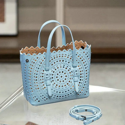 Mini Cowhide Shoulder Handbag Genuine Leather Bucket Bag