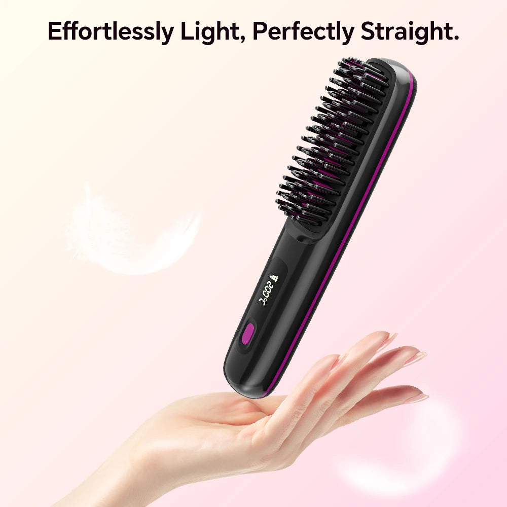Ionic Hair Straightener Brush with LED Display