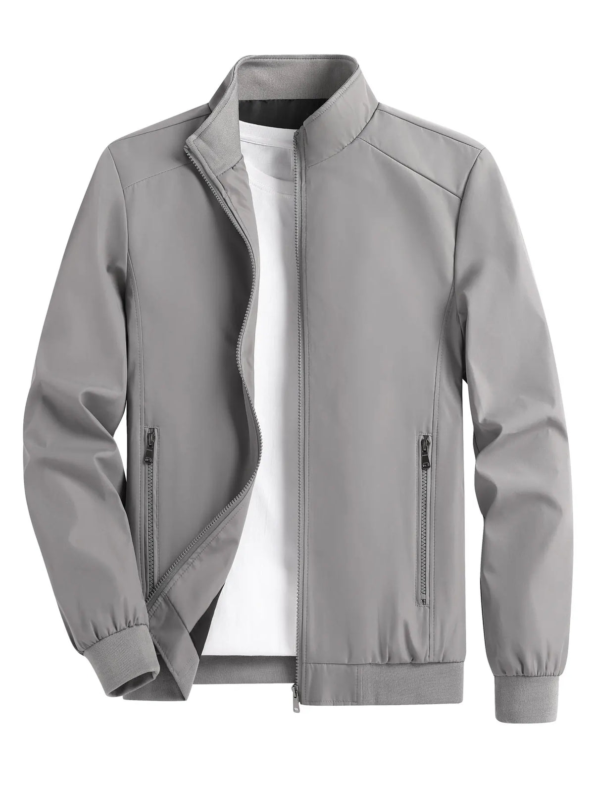 Men's Casual Zipper Jacket in Polyester for Spring and Autumn