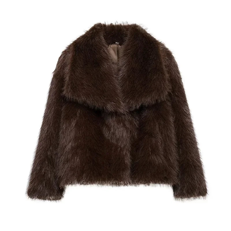 Faux Fur Fluffy Coat for Women Warm Winter Outerwear