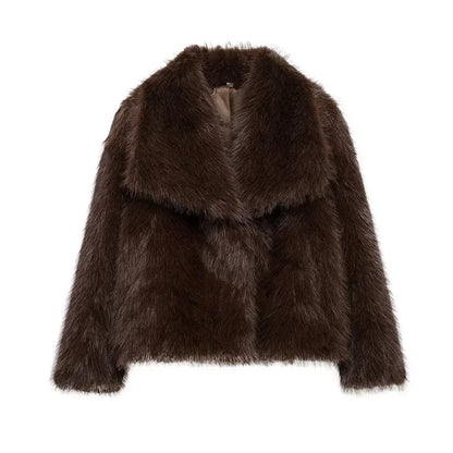 Faux Fur Fluffy Coat for Women Warm Winter Outerwear