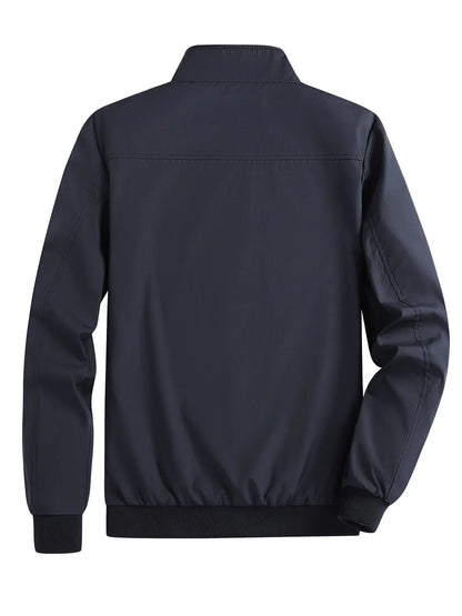 Men's Casual Zipper Jacket in Polyester for Spring and Autumn
