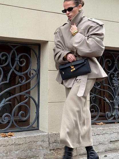 Women's Windproof Trench Coat Loose Fit Overcoat