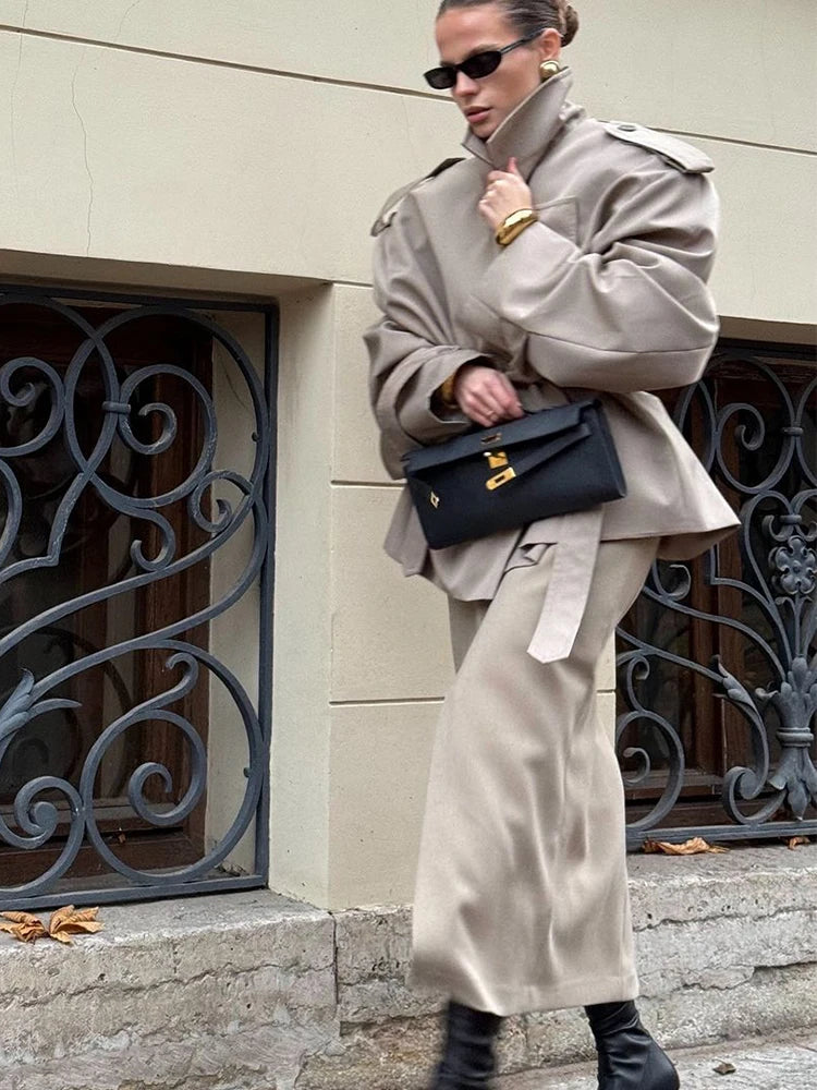 Women's Windproof Trench Coat Loose Fit Overcoat