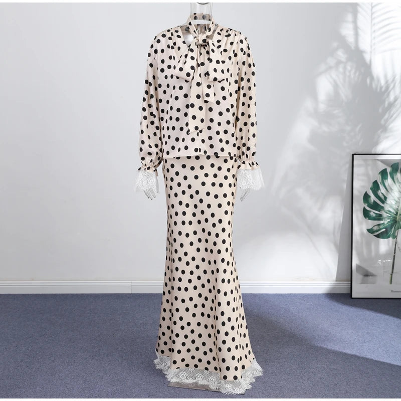 Elegant Satin Polka Dot Maxi Dress for Women