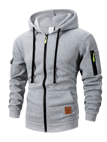 Men's Zipper Hoodie Jacket Slim Fit Polyester