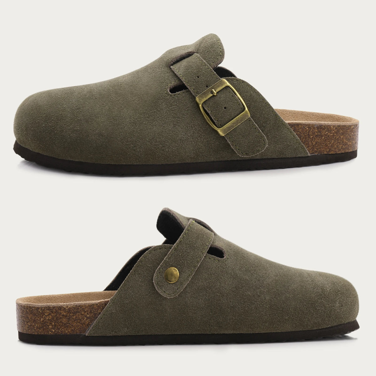 Comwarm Women's Suede Mules Slippers with Cork Insole