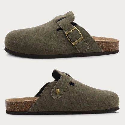 Comwarm Women's Suede Mules Slippers with Cork Insole