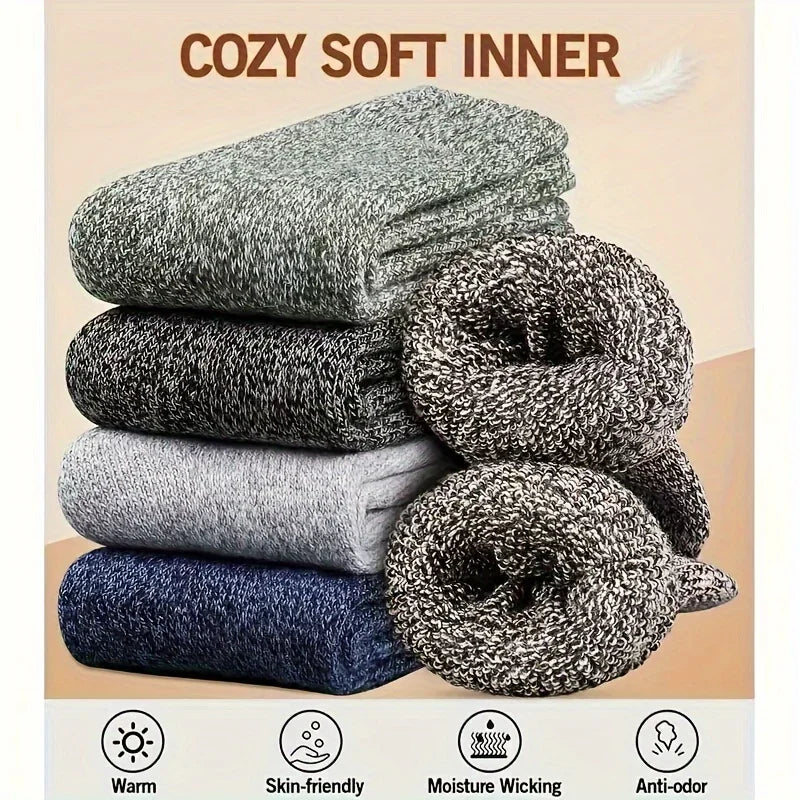Men's Thick Warm Mid-Calf Socks, 3 Pairs Polyester