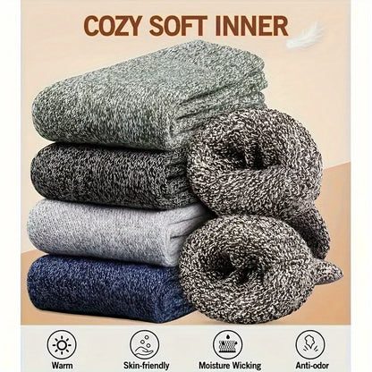 Men's Thick Warm Mid-Calf Socks, 3 Pairs Polyester