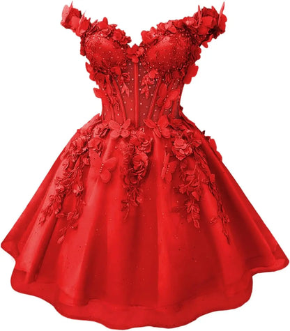 Butterfly Short Off Shoulder Prom Dress for Teens