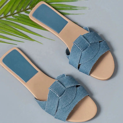 Summer Women's Solid Color Slippers with Buckle