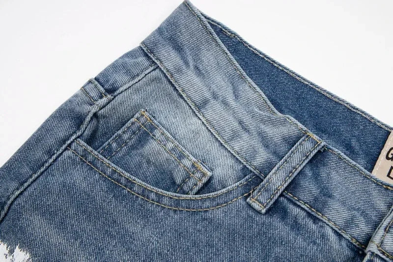 Washed Denim Trousers for Men with Micro-Flared Style