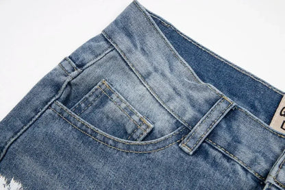 Washed Denim Trousers for Men with Micro-Flared Style