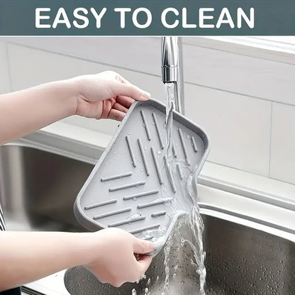 Silicone Kitchen Sink Faucet Mat and Tray