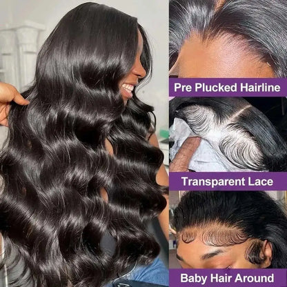 13x6 Lace Front Human Hair Wig Body Wave Black