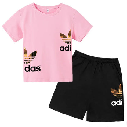Kids Casual O-neck T-shirt and Pants Set