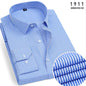 Men's Striped Long-Sleeved Shirt Comfortable Cotton Blend