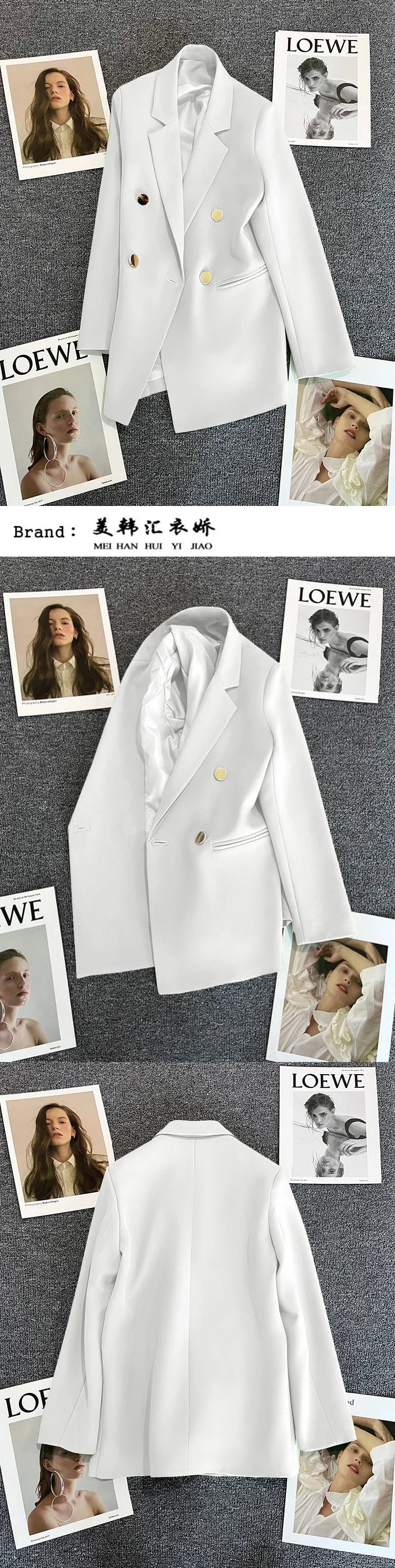 Candy Color Slim Blazer with Notched Collar and Metal Buttons