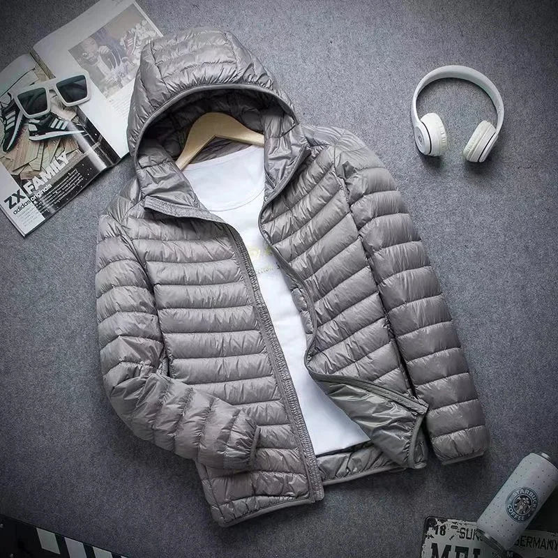 Men's Ultra Light Duck Down Hooded Winter Jacket 5XL