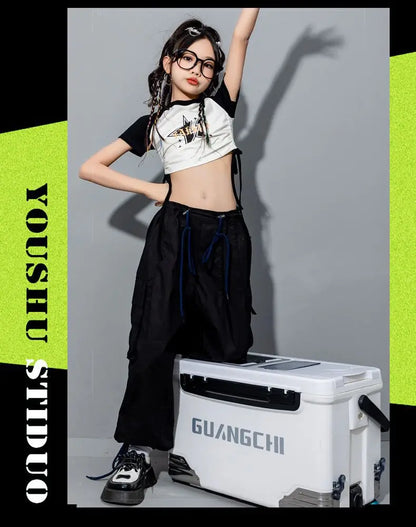 Girls Loose Cargo Pants with Belt for Daily Wear