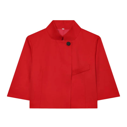 Ladies Short Sleeve Blazer Polyester Stand-up Collar