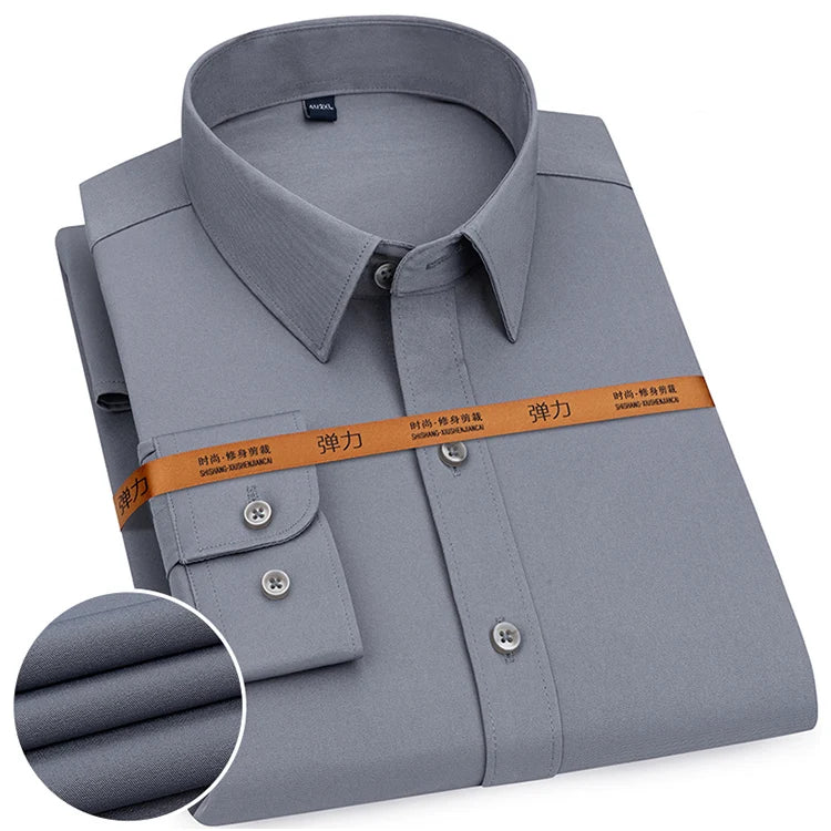 Men's Slim Fit Solid Color White Dress Shirt