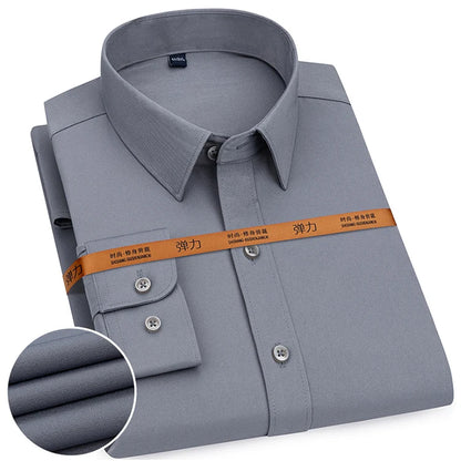 Men's Slim Fit Solid Color White Dress Shirt
