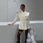 Cold Shoulder Blazer Double Breasted Women Jacket