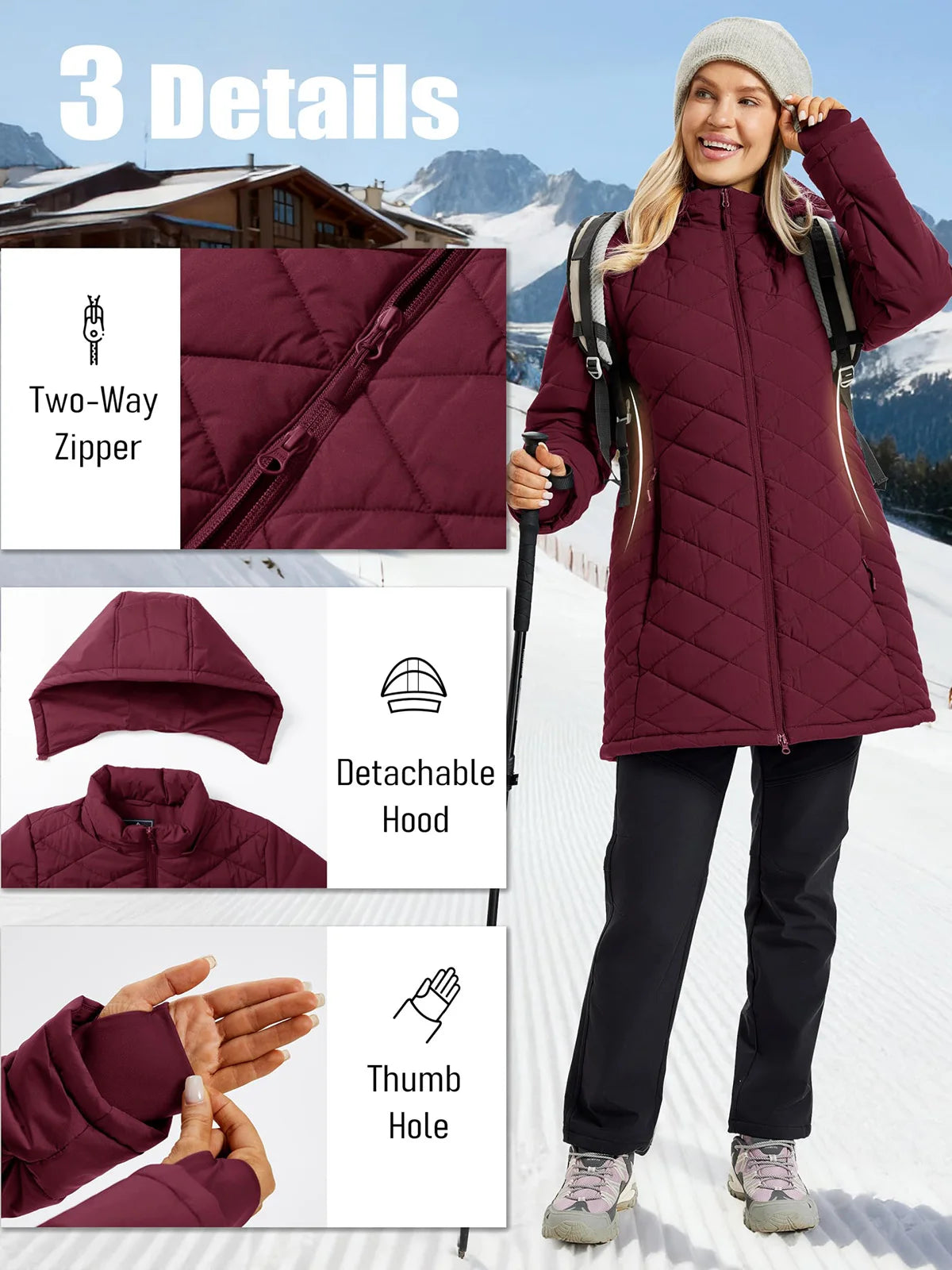 TACVASEN Womens Long Quilted Puffer Jacket Army Green