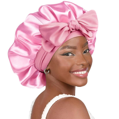 Satin Solid Sleeping Hat with Stretchy Tie Band