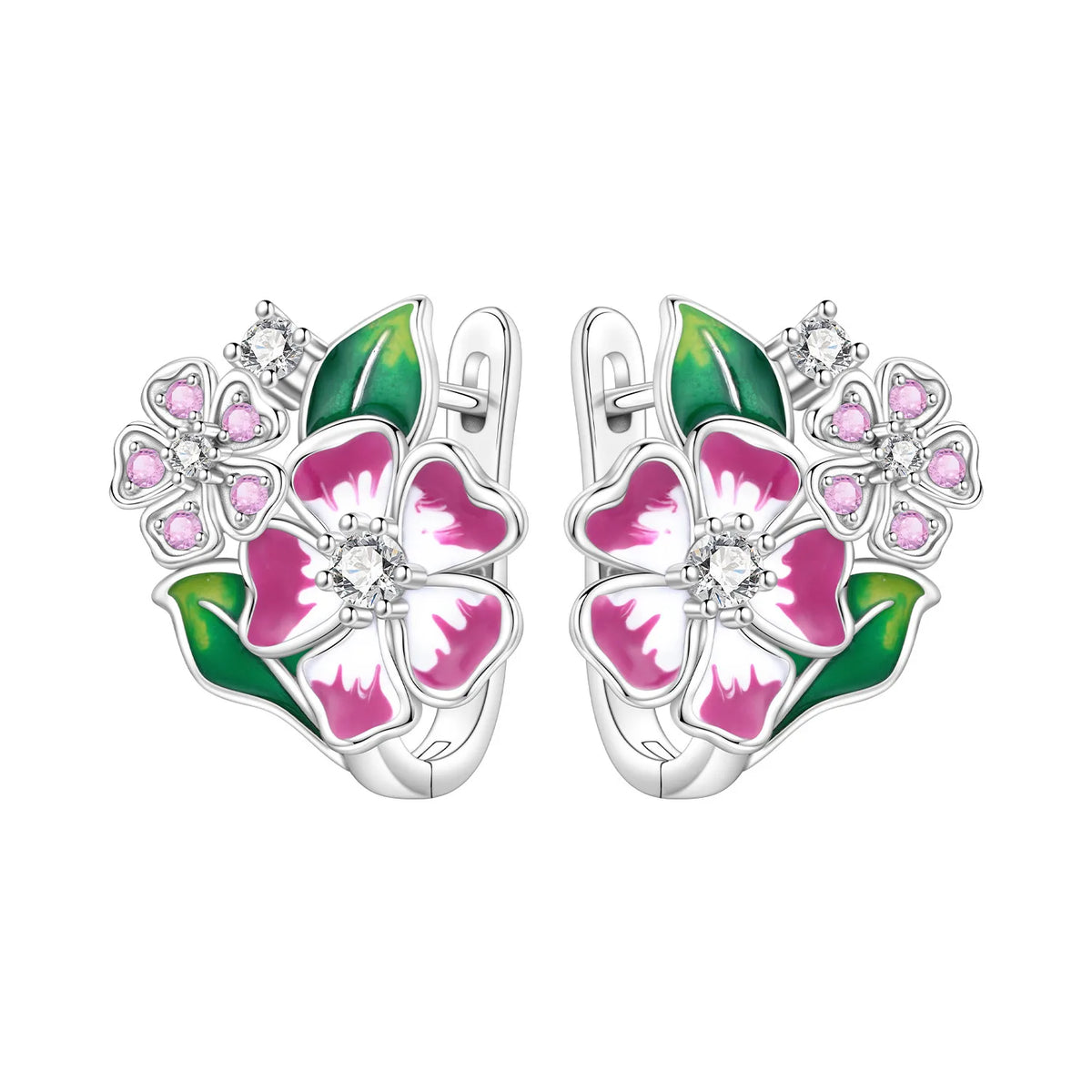 S925 Sterling Silver Iris Flower Hoop Earrings for Women