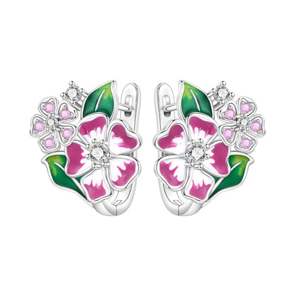 S925 Sterling Silver Iris Flower Hoop Earrings for Women