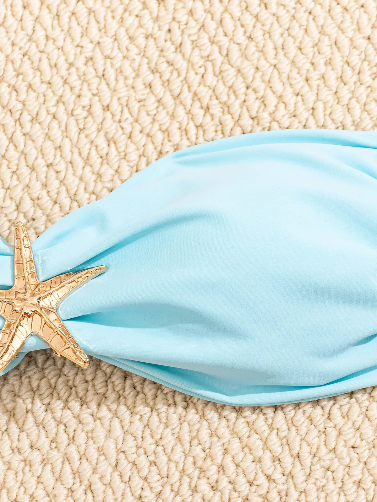 Sky Blue Starfish Ornament Bandeau Bikini Set