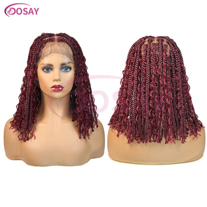 Short Bohemian Curly Braided Lace Front Wig 12 Inch